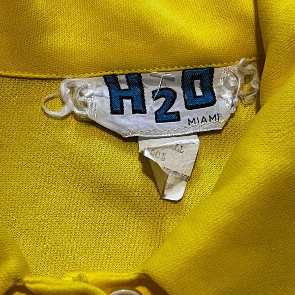 70s sheer yellow and white dagger collar long sleeve button down by H2O Miami Sm - Picture 5 of 9